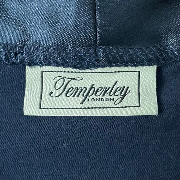 Temperley London Top Womens Small Blue Satin Collar Knit Blouse Quiet Luxury - Picture 9 of 12